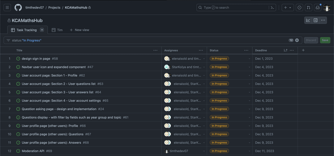 task tracking